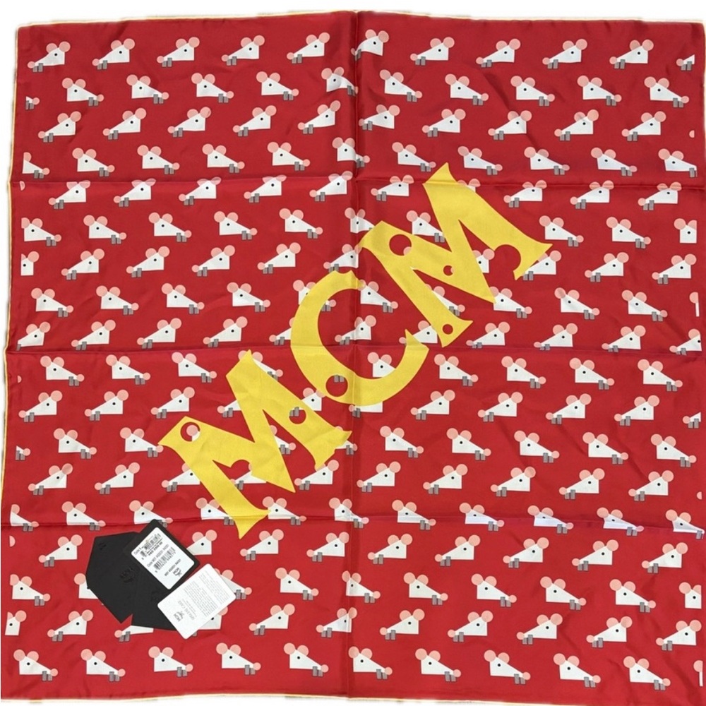 MCM Red Silk Bandana Scarf NWT